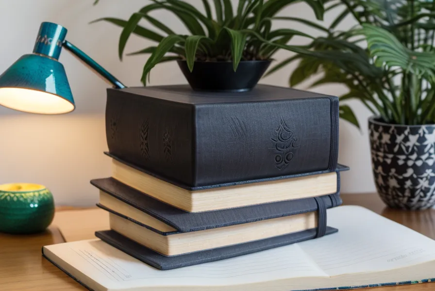 Yoga books and translation glossaries resting on a meditation cushion under warm light.