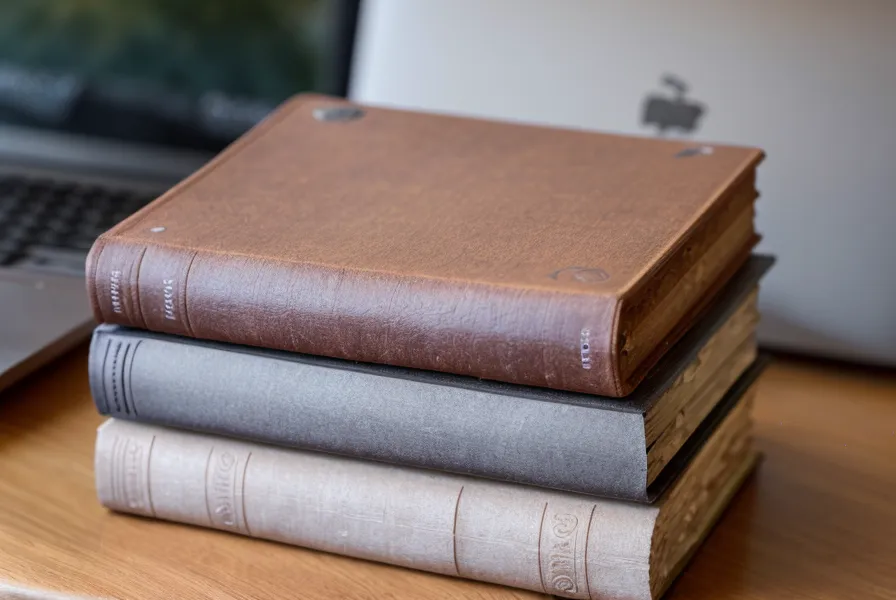 Close-up of yoga philosophy books and a laptop on a wooden desk in Lima.