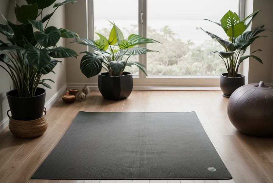 Pies descalzos sobre un mat de yoga bajo la luz tenue de Lima.